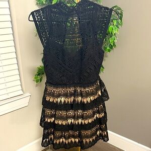 BCBG Mini Lace Black Open Back Dress